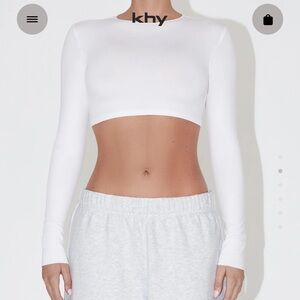 khy white cotton wrap top long sleeve